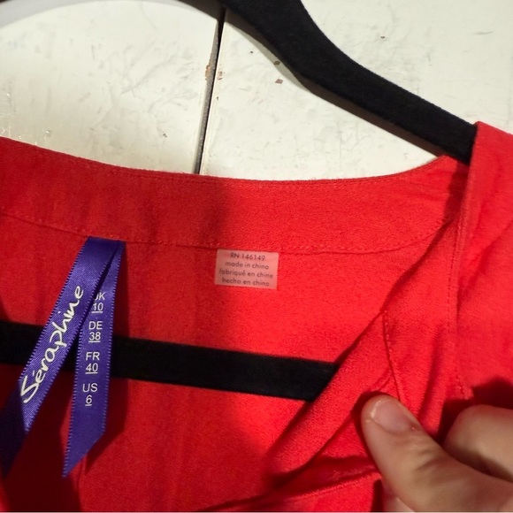 Seraphine Coral Belted Maternity Dress Woven Viscose Size 6 Short Sleeve - Picture 11 of 15